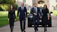 Um dos momentos marcantes após a partida da Rainha Elizabeth II foi a reunião de Príncipe Harry, Príncipe William, Kate Middleton e Meghan Markle - Foto: Getty Images
